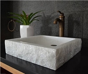 Best Natural Stone Wash Basin Sink by Marble for Outdoor Indoor, Thassos White Marble Rectangular Basin