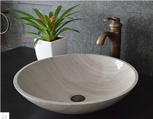 Best Natural Stone Wash Basin & Sink for Outdoor & Indoor,Wooden Grey Marble Round Water Wash Basin & Sink
