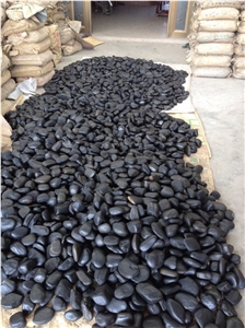Black Color Polished Pebbles /River Stone, Walkway Pebbles