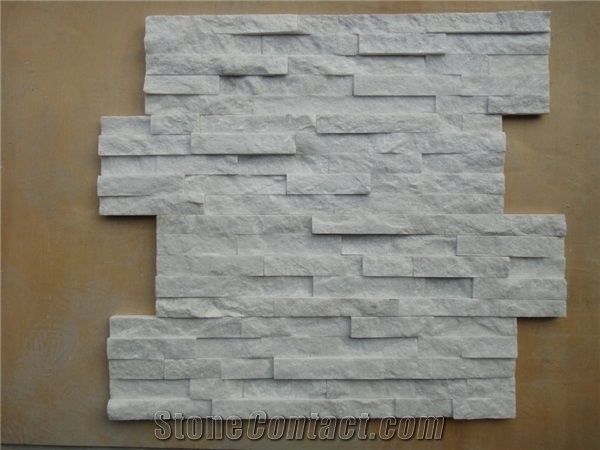 China Cheap Pure White Quartzite Culture Stone for Wall Cladding Decor, Ledge/Loose/Corner Stone Filedstone Feature Wall, Natural Building Stone Exterior Decoration