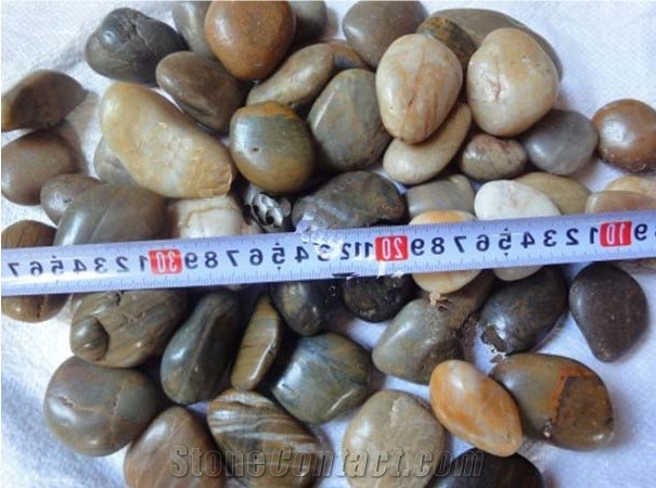 China Multicolor Marble High Polished Flat Pebble River Stone