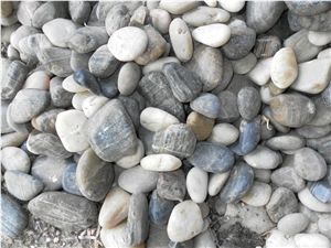 China Multicolor Marble River Stone,Mixed Color Flat Pebble River Stone, Natural Pebble Stone