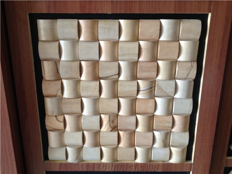 Chinese Sandstone Mosaic Pattern Beige Mosaic Tile Price
