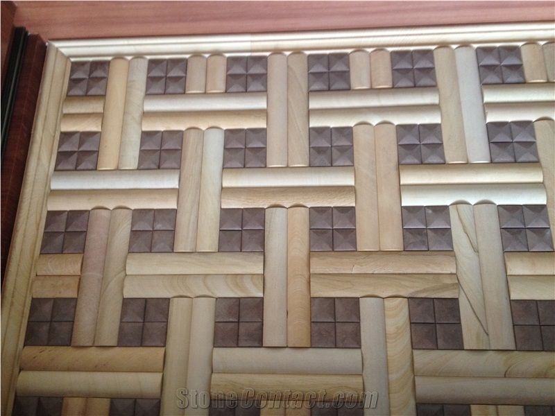 Chinese Sandstone Mosaic Pattern Beige Mosaic Tile Price