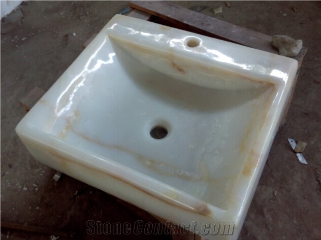 Natural China White Onyx Water Wash Basins & Sinks, Square Basin,Natural Stone Basin