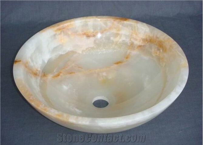 Natural Onyx Stone Water Wash Basin Sink,Onyx Basin,Round Basin,Natural Stone Basin