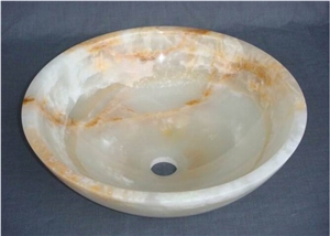 Natural Onyx Stone Water Wash Basin Sink,Onyx Basin,Round Basin,Natural Stone Basin