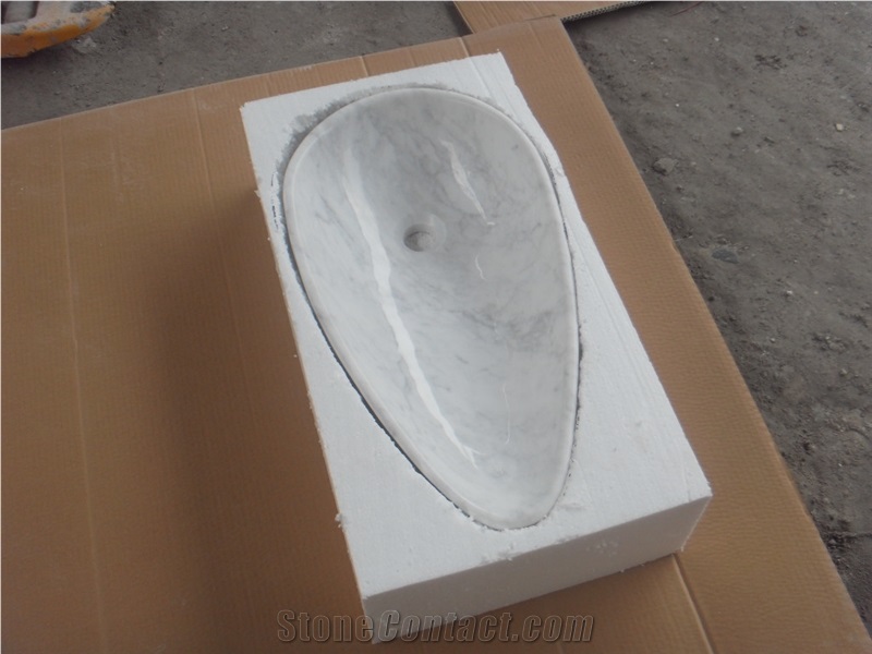 Stone Basin,Carrara White Marble Basin,Marble Wash Basin Sink, Bianco Carrara White Marble Sinks & Basins