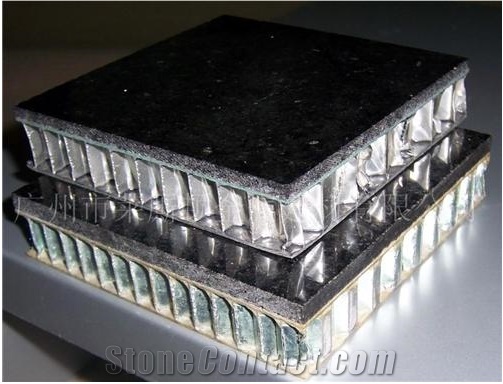 Black Manmade Stone Aluminum Honeycomb Backed Stone Composite Panels