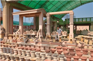 India Beige Sandstone Columns for Gazebo - Garden Pavillion
