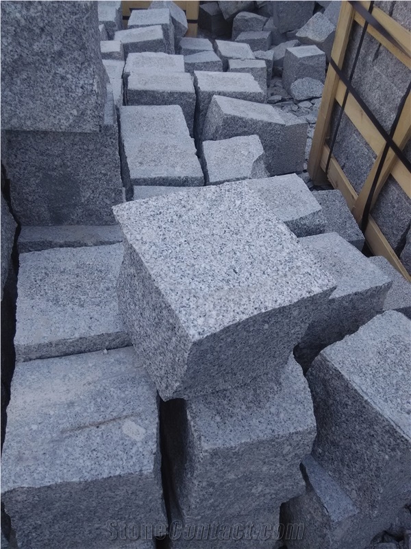 China G341 Grey Granite Pavers Flamed Surface, Four Sides Natural Split/Cube Stone/China Grey Granite Cobble Stone