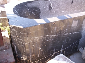 Antique Spanish Black Marble Bathtub from Old Spa Resort