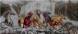 Background Wall Painting Glass, Hand Painted Glass Wall Panel