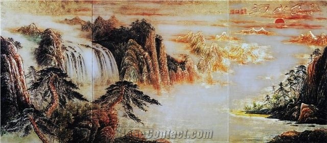 Background Wall Painting Glass, Hand Painted Glass Wall Panel