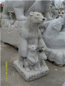China Grey Granite Bear Sculpture, Grey Granite Sculpture & Statue
