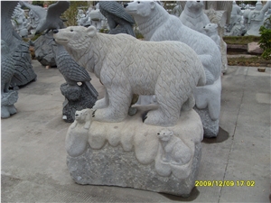 China Grey Granite Bear Sculpture, Grey Granite Sculpture & Statue