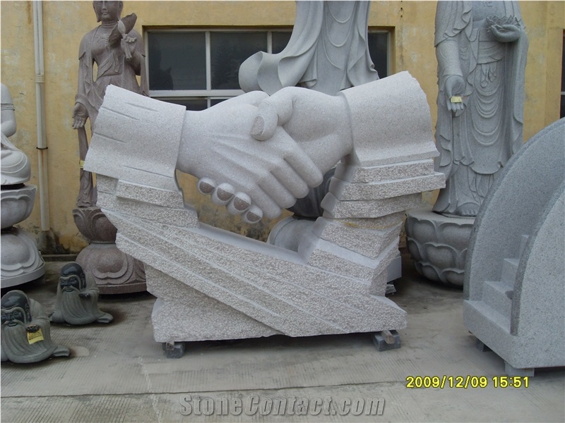 China Grey Granite Hands Sculpture, Grey Granite Sculpture & Statue