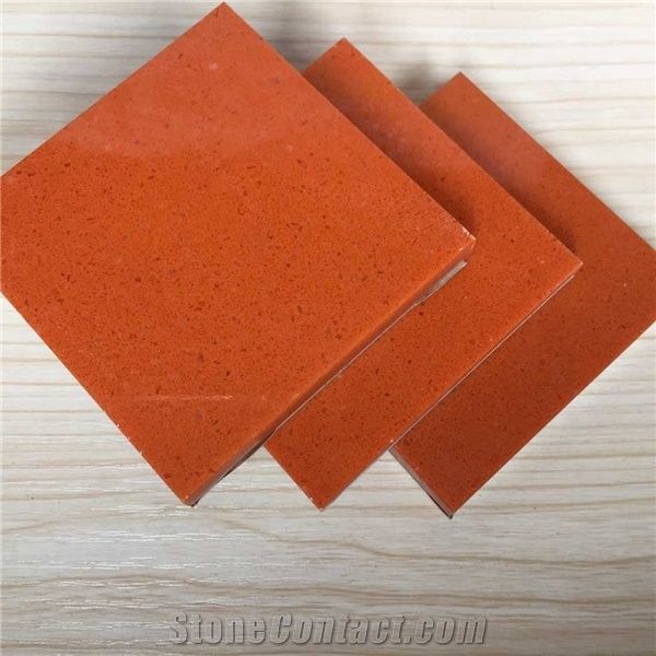 Artifical Quartz Stone Surface Fabricator with Bright Orange Surface Experienced Wholesaler Of Quartz Stone Countertop with Iso/Nsf Certificate,For Tabletop,Floor and Wall,More Durable Than Granite
