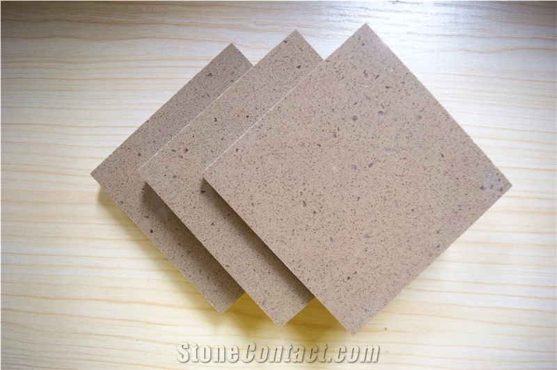 China Beige Quartz Stone Solid Surfaces Tiles for Work or Tops Table Top Directly from China Manufacturer at Competitive Prices More Durable Than Granite Thickness 2cm or 3cm