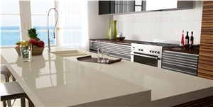 China Beige Quartz Stone Solid Surfaces Tiles for Work or Tops Table Top Directly from China Manufacturer at Competitive Prices More Durable Than Granite Thickness 2cm or 3cm