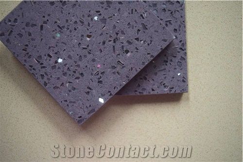 China Purple Quartz Stone Tiles & Slabs, the Ideal Material Of Work Top Kitchen Counter Top Table Top Sparkle Purple 3cm Thick Available Standard Size 3200*1600mm or 3000*1400mmwith High Resistance to