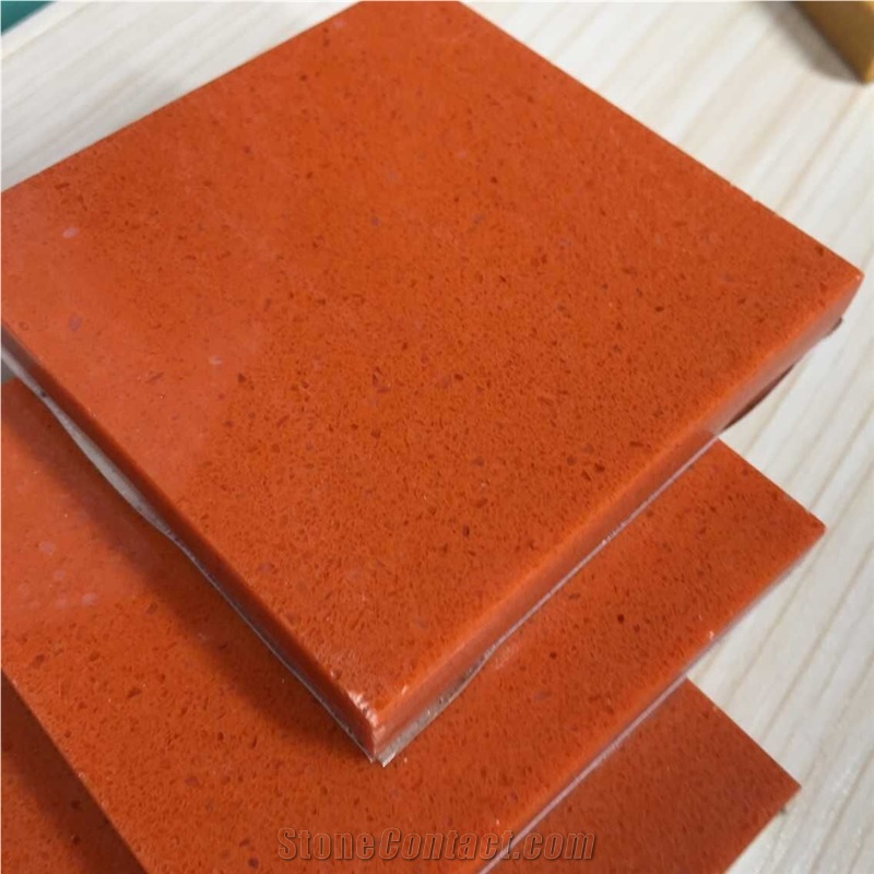 China Red Engineered Stone Quartz Stone Polished Slabs & Tiles for Cut to Size Project,Non-Porous and Easy to Clean and Maintain,Top Quality,Normally Produced Size 118*55 and 126*63