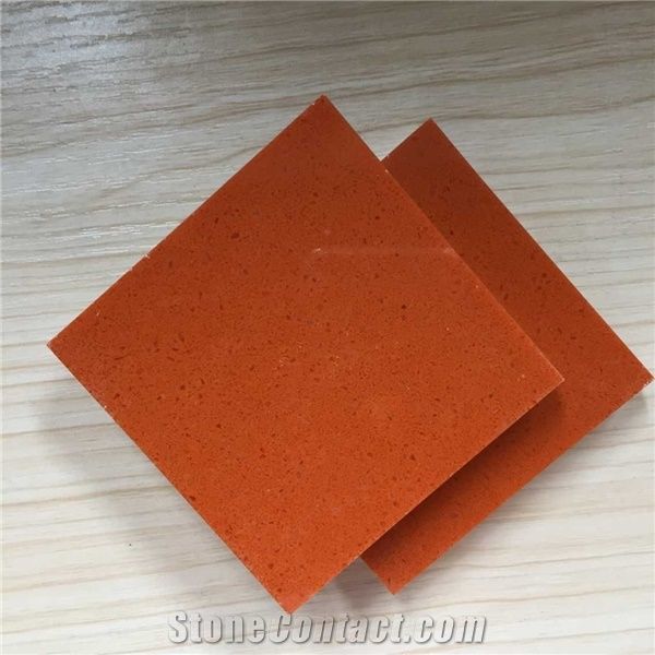 China Red Manmade Stone Quartz Stone Slabs & Tiles for Prefab Countertops Your First Kitchen Countertop Options Nonporous Very Hard Surface More Durable Than Granite Countertops Slab Size 3200*1600 or