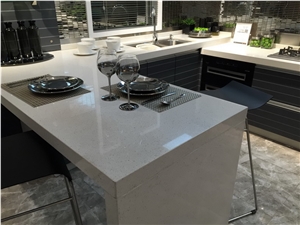 China White Quartz Stone Countertops in Standard Size Jumbo 320*160cm from 1cm to 3cm Thick Suitable for Kitchen Island Top and Vanity Top