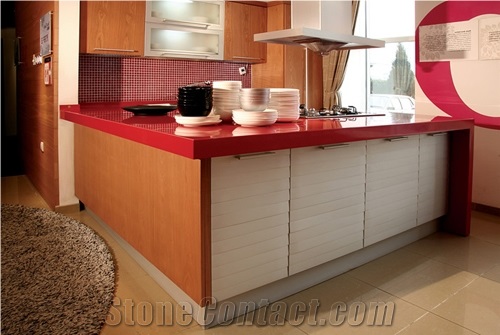 Crystal Red Shining Red Engineered Corian Stone Standard Sizes 126 *63 and 118 *55 Combines Performance and Design Fit for Flooring&Walling&Countertop