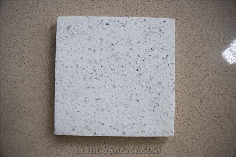 Engineered Crystal White Quartz Stone for Kitchen Counter Tops and Bathroom Vanity Top Standardard Slab Sizes 126 *63 and 118 *55,Top Quality,More Durable Than Granite