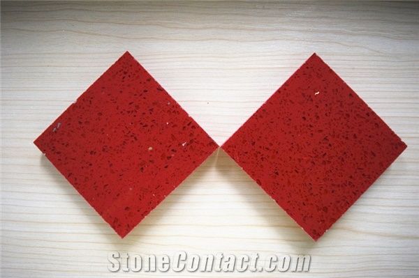 Export-oriented Wholesaler of Man-made Stone Crystal Red Resistant to Stains,Heat and Scratches,Qualified for European Standards,More Durable Than Granite,Thickness 2cm with the Perfect Final Touch