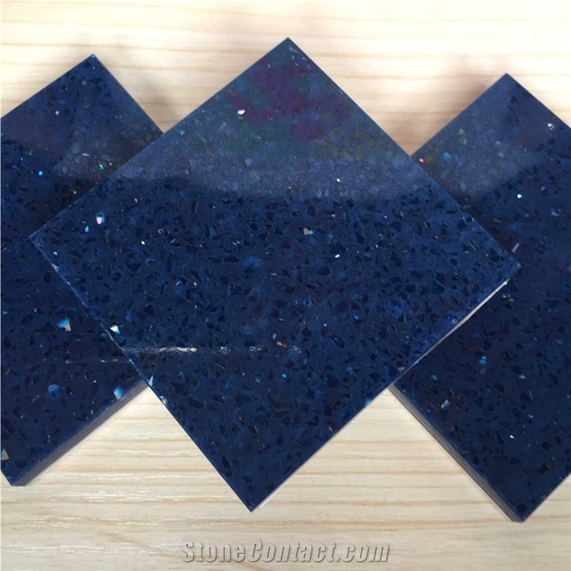 Export-Oriented Wholesaler Of Man-Made Stone Sparkle Blue Tabletops Resistant to Stains,Heat and Scratches,Qualified for European Standards,More Durable Than Granite Thickness 2cm