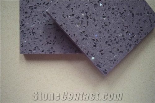 Galaxy Purple Of Shining Series Artificial Quartz Stone Slabs at Good Price for Pre-Fabricated Top Right for Your Home and Budget Countertop Top Quality and Service,More Durable Than Granite