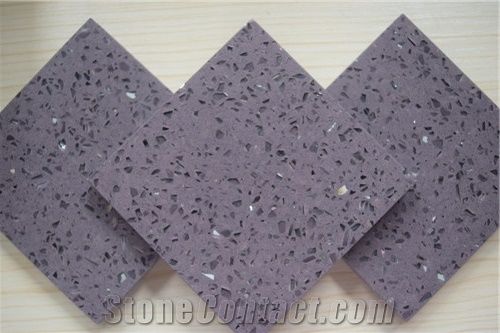 Multifamily & Hotel China Purple Quartz Stone Tiles & Slabs for Cut to Size Project Like Counter Top,Tabletop,Floor and Wall Polished Quartz Surfaces Galaxy Purple Of Crystal Collection More Durable T