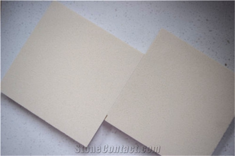 Multifamily&Hotel Quartz for Cut to Size Project Beige Of Solid Color in Standard Size 3000*1400mm and 3200*1600mm with Thickness 12/15/20/25/30mm