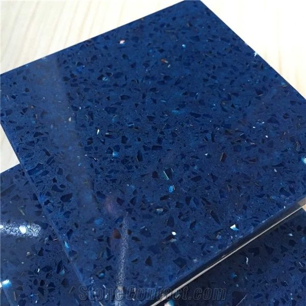 Nano Blue Shining Series Quartz Stone With Bright Surface For