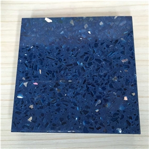 Oem Quartz Stone Service Galaxy Blue Shining Series Engineered Quartz Stone with Finishing Pofile Mainly and Widely Used in Kitchen, Bathroom, Bar, School, Hospital and Other Public Place Projects
