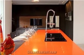 Orange Man-Made Quartz Stone Slabs&Tiles Fit for Building&Flooring Especially for Reception Countertop,Work Tops,Reception Desk,Table Top Design,Office Tops