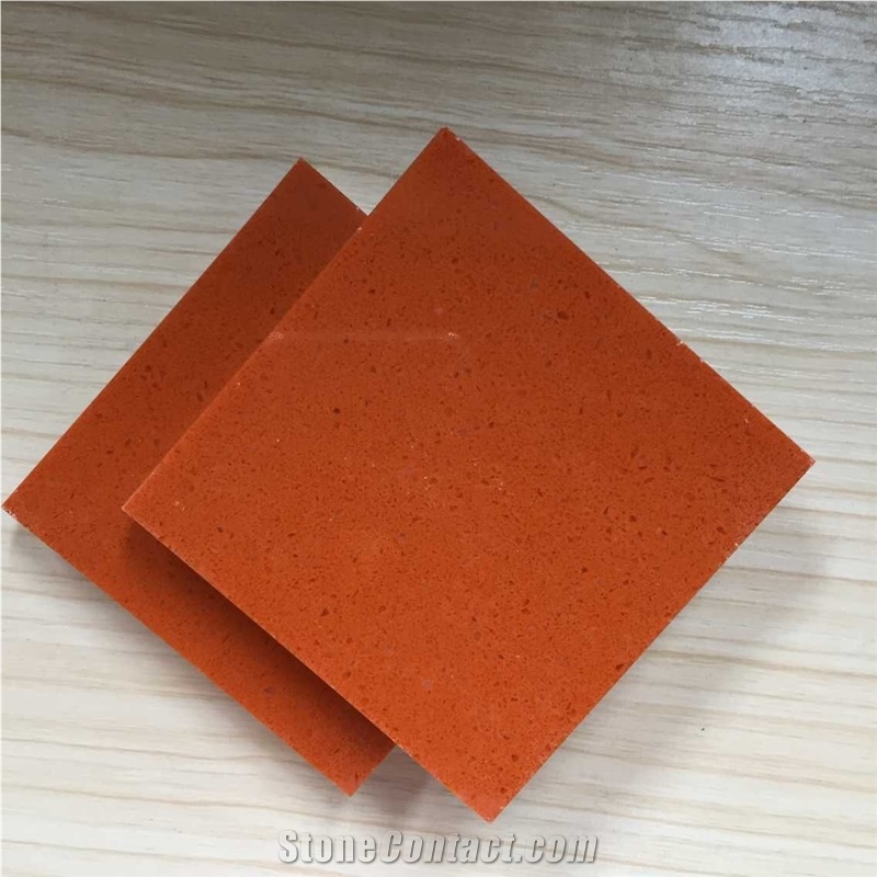 Orange Quartz Stone Pre-Fabricated Counter Top with Iso/Nsf Certificate,Normally Produced Slab Size 118*55 and 126*63,Top Quality and Service,More Durable Than Granite