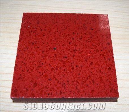 Professional and Experienced Wholesaler of Quartz Stone Slabs Color Crystal Red Fit for Building&Flooring Especially for Reception Countertop,Work Tops,Reception Desk,Table Top Design,Office Tops