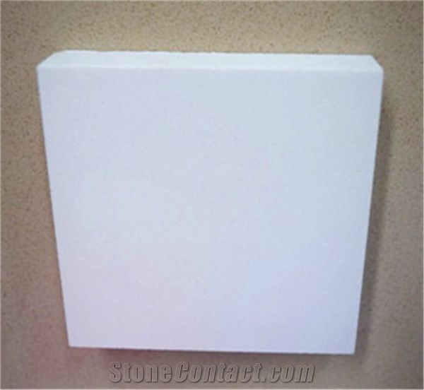 Pure White Artificial Quartz Stone Slab Tile For Prefab Counter
