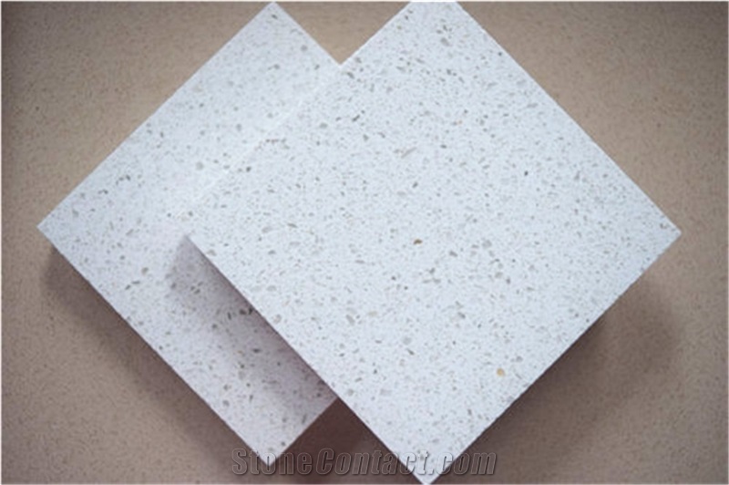 Pure White Manmade Quartz Stone Slab&Tile Of Low Water Absorption But Cheap Pricing Suitable for Worktop Table Top Projects More Durable Than Granite Thickness 2cm or 3cm