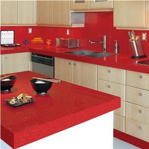 Quartz Solid Surface Kitchen Work Countertop and Island Top with Laminated Edges