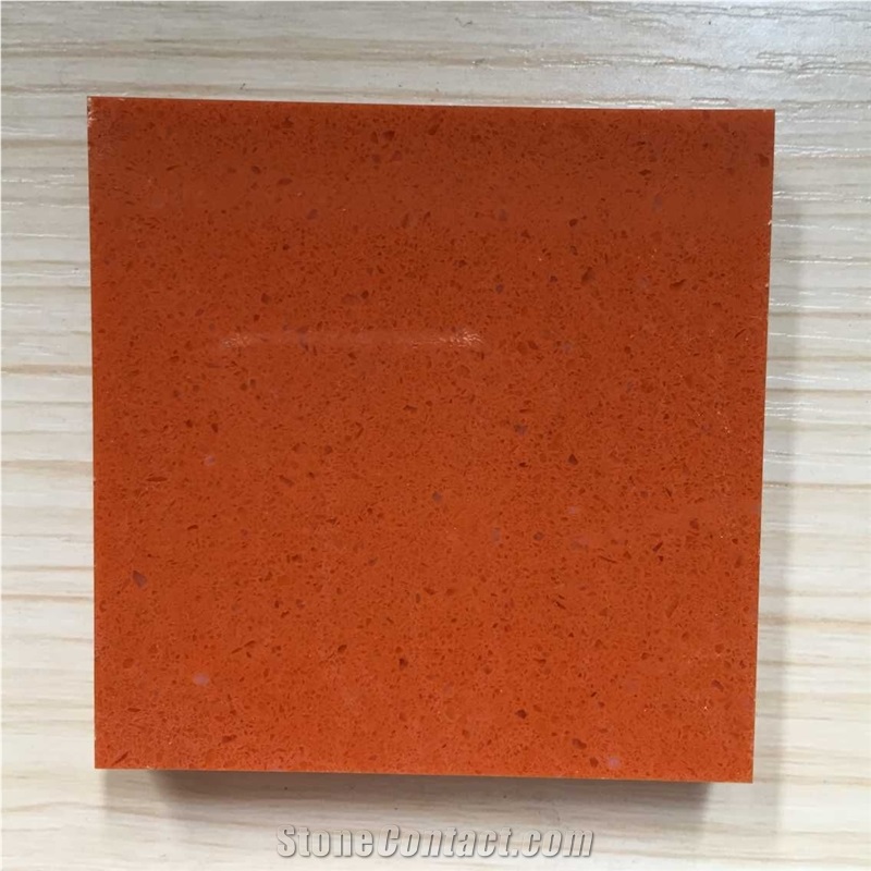 Safe and Stylish Cut to Size Bright Orange Quartz Stone Kitchen Counter Top Vanity Top Table Top Design More Durable Than Granite Thickness 2cm or 3cm with High Gloss and Hardness