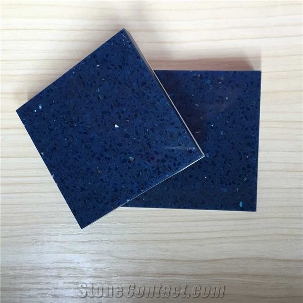 Shining Blue Engineered Quartz Stone Countertop for Kitchen and Bathroom Use Directly from China Manufacturer at Cheap Prices Standard Size 3000*1400mm and 3200*1600mm with Thickness 12/15/20/25/30mm