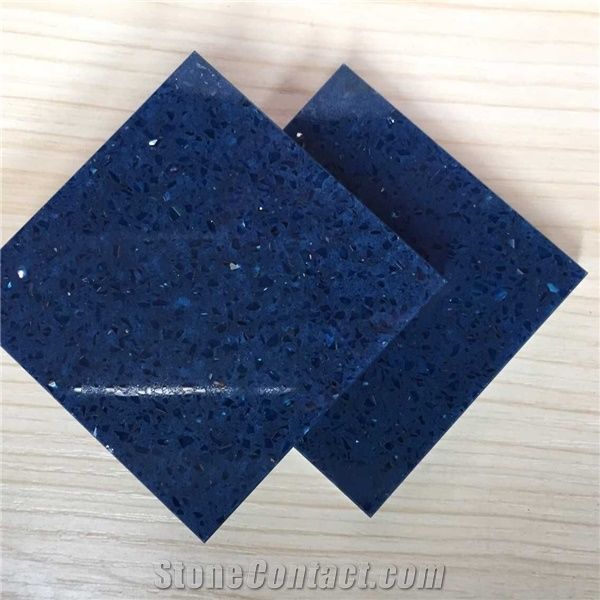 Shining Blue Quartz Stone with Bright Surface for Prefab Countertops Your First Kitchen
