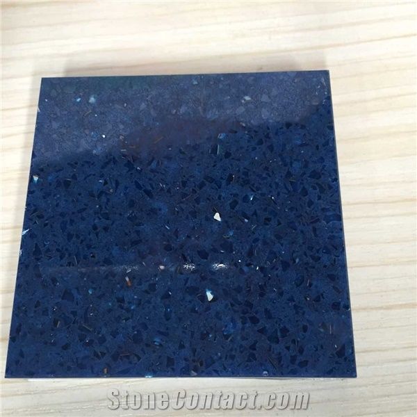 Shining Blue Quartz Stone with Bright Surface for Prefab Countertops Your First Kitchen