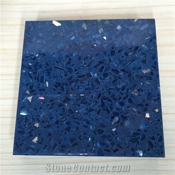 Sparkle Blue Quartz Stone with Bright Surfaces for Prefab Countertops Your First Kitchen