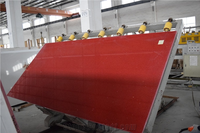 Wholesale China Red Quartz Stone Slab,Normally Produced Size 118*55 and 126*63,For Vanity Surround,Kitchen Countertop,Top Quality and Service,More Durable Than Granite,Minus the Maintenance