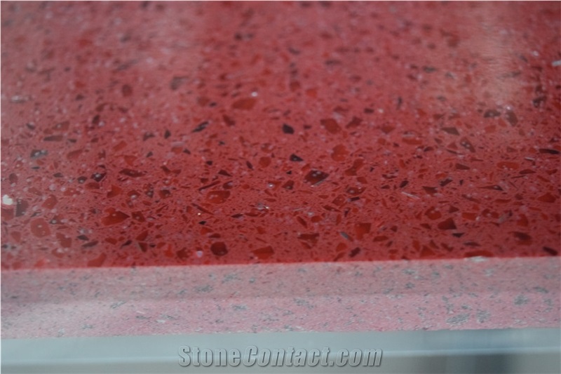 Wholesale Shining Red Quartz Stone Top Quality Man-Made Quartz Stone Slabs & Tiles,Qualified for European Standards,More Durable Than Granite,Thickness 2/3cm with the Perfect Final Touch